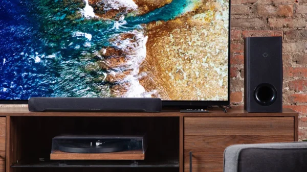 Yamaha’s SR-C30A is a compact soundbar and subwoofer that packs a punch