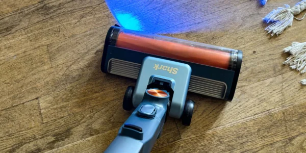 The Shark PowerDetect Speed Vacuum Hinges at the Middle for Easy Cleaning Under Furniture
