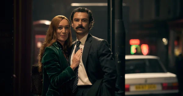 Rivals season two: Irish duo Aidan Turner and Victoria Smurfit seem appropriately embarrassed